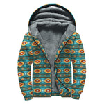 Ethnic Southwestern Navajo Pattern Print Sherpa Lined Zip Up Hoodie
