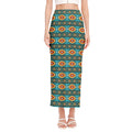 Ethnic Southwestern Navajo Pattern Print Side Slit Maxi Skirt