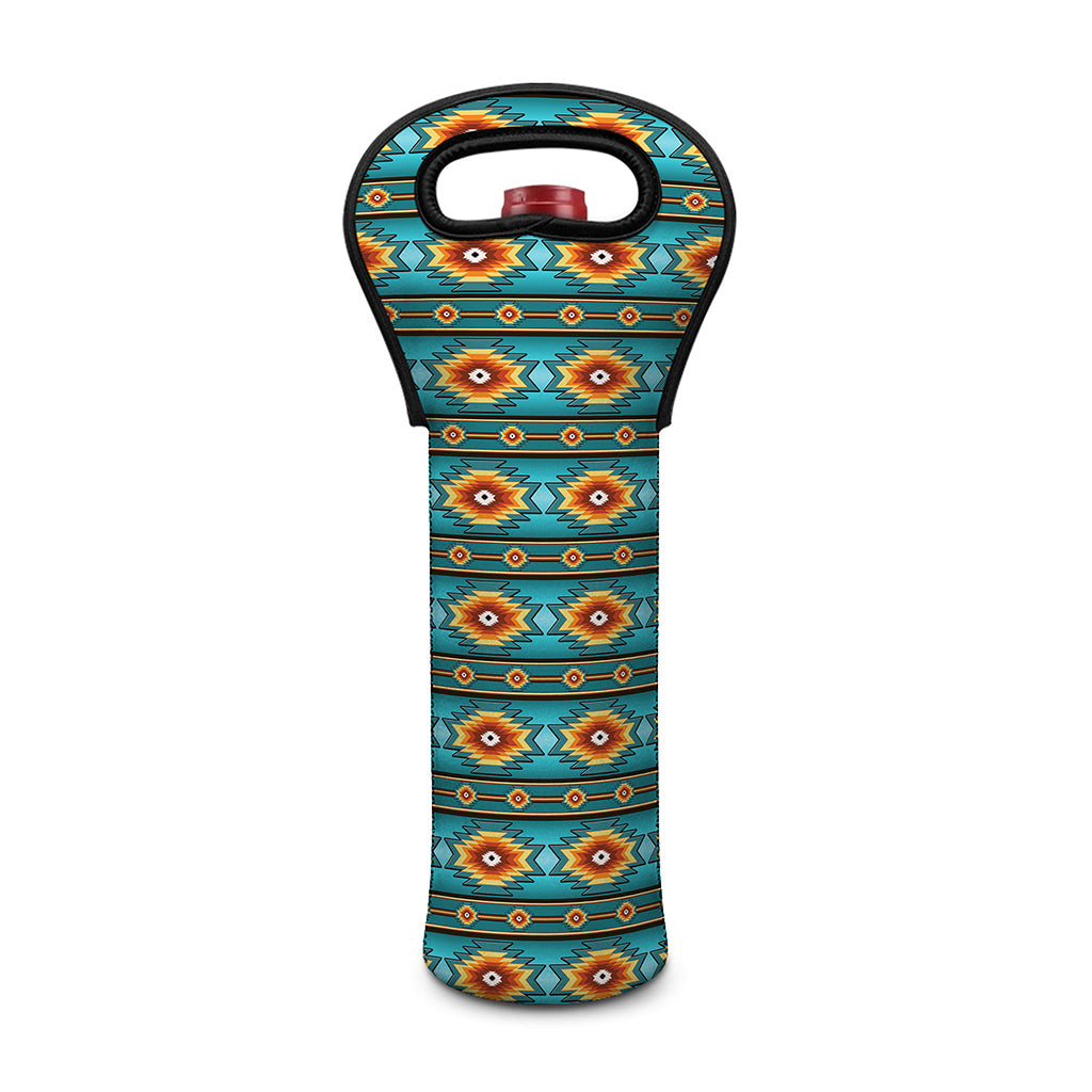 Ethnic Southwestern Navajo Pattern Print Single Neoprene Wine Tote