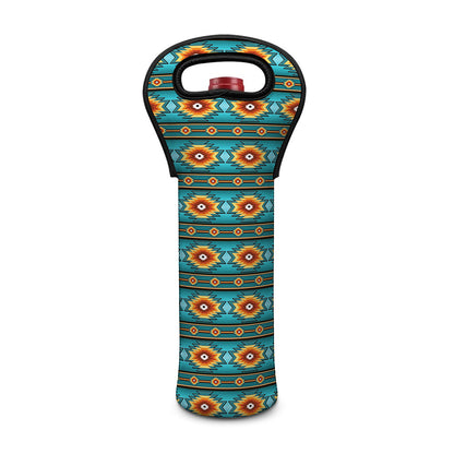 Ethnic Southwestern Navajo Pattern Print Single Neoprene Wine Tote