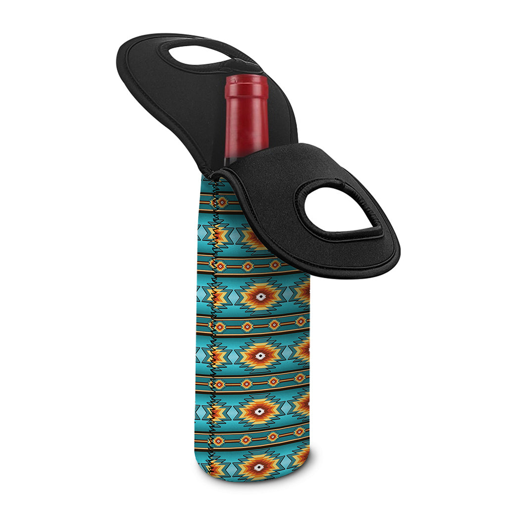 Ethnic Southwestern Navajo Pattern Print Single Neoprene Wine Tote