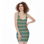 Ethnic Southwestern Navajo Pattern Print Sleeveless Bodycon Dress