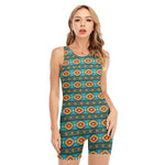 Ethnic Southwestern Navajo Pattern Print Sleeveless One Piece Swimsuit