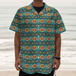 Ethnic Southwestern Navajo Pattern Print Textured Short Sleeve Shirt