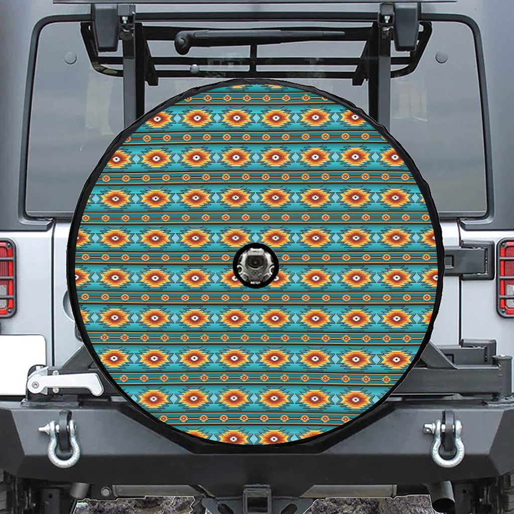 Ethnic Southwestern Navajo Pattern Print Tire Cover With Camera Hole