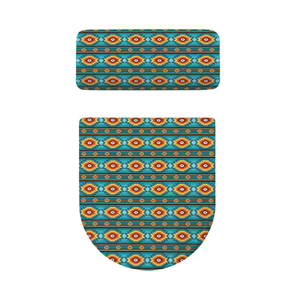 Ethnic Southwestern Navajo Pattern Print Toilet Lid And Tank Cover Set