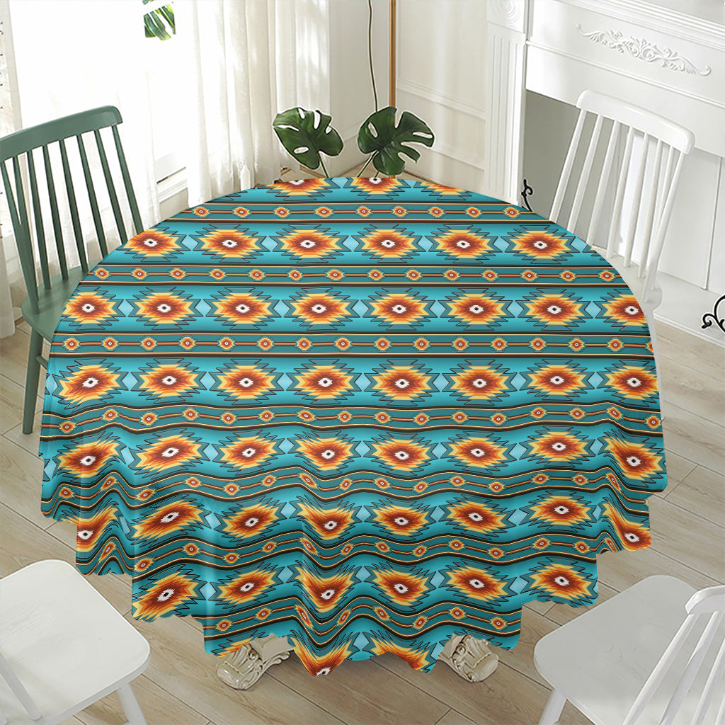 Ethnic Southwestern Navajo Pattern Print Waterproof Round Tablecloth