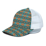 Ethnic Southwestern Navajo Pattern Print White Mesh Trucker Cap