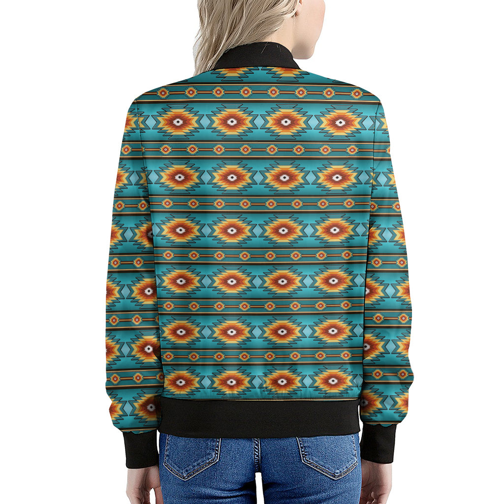 Ethnic Southwestern Navajo Pattern Print Women's Bomber Jacket