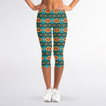 Ethnic Southwestern Navajo Pattern Print Women's Capri Leggings