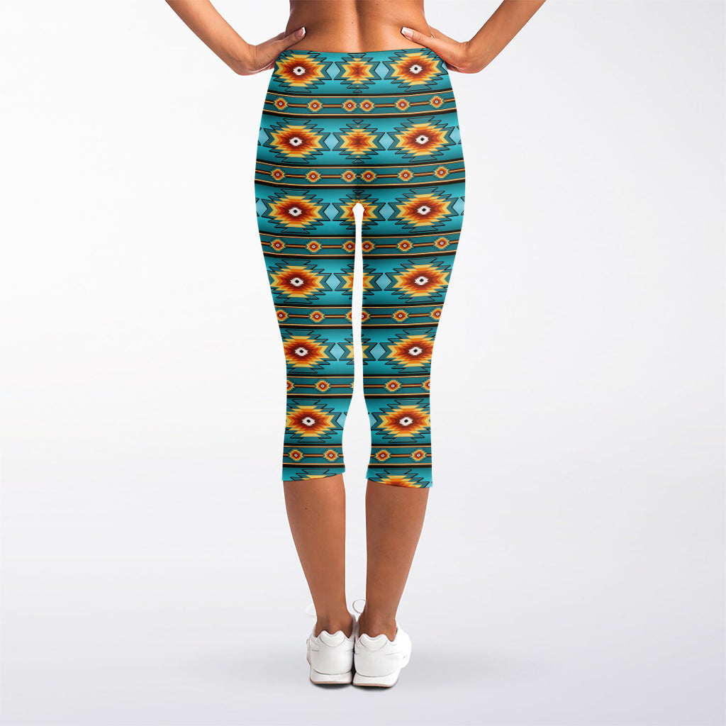 Ethnic Southwestern Navajo Pattern Print Women's Capri Leggings