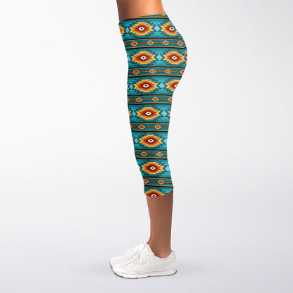 Ethnic Southwestern Navajo Pattern Print Women's Capri Leggings