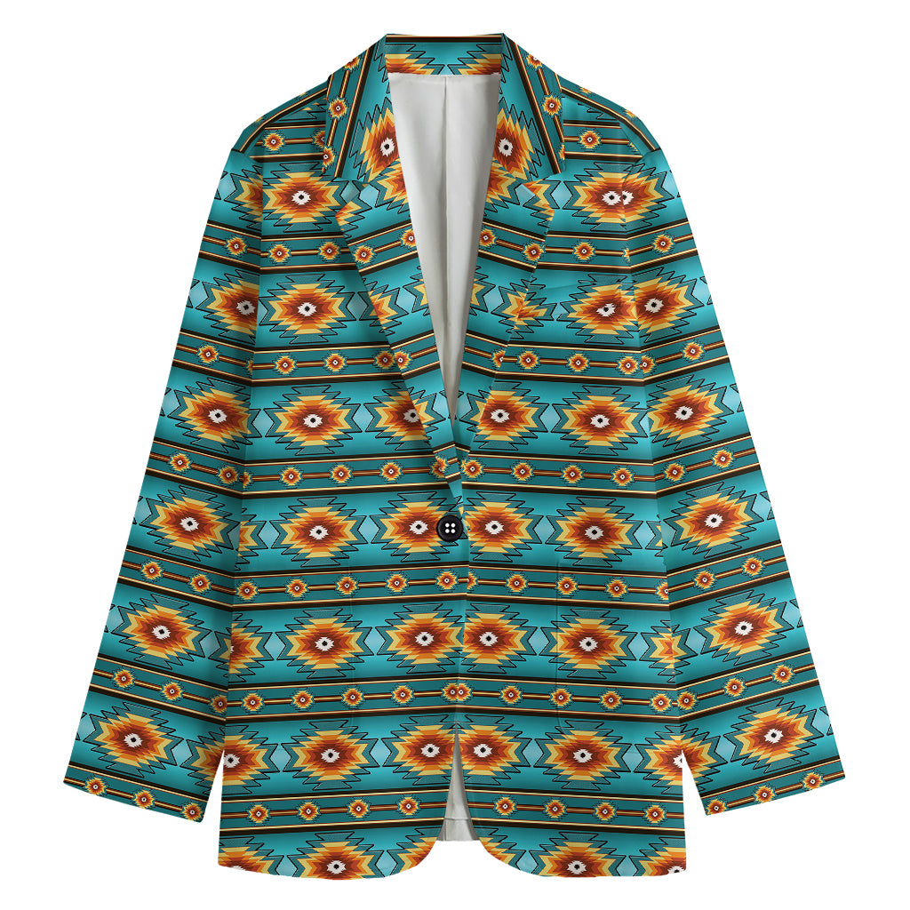 Ethnic Southwestern Navajo Pattern Print Women's Cotton Blazer