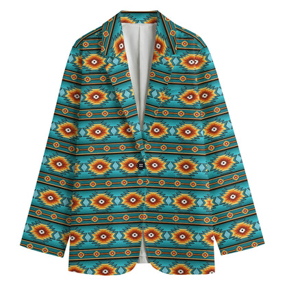 Ethnic Southwestern Navajo Pattern Print Women's Cotton Blazer