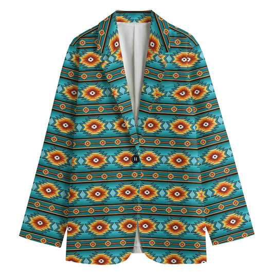 Ethnic Southwestern Navajo Pattern Print Women's Cotton Blazer