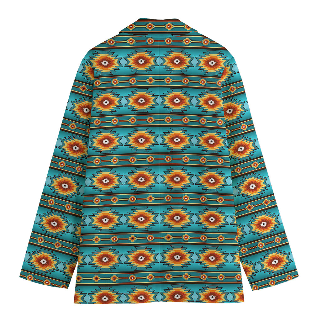 Ethnic Southwestern Navajo Pattern Print Women's Cotton Blazer