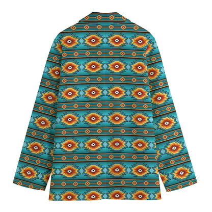 Ethnic Southwestern Navajo Pattern Print Women's Cotton Blazer
