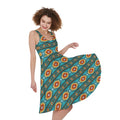 Ethnic Southwestern Navajo Pattern Print Sleeveless Knee Length Dress