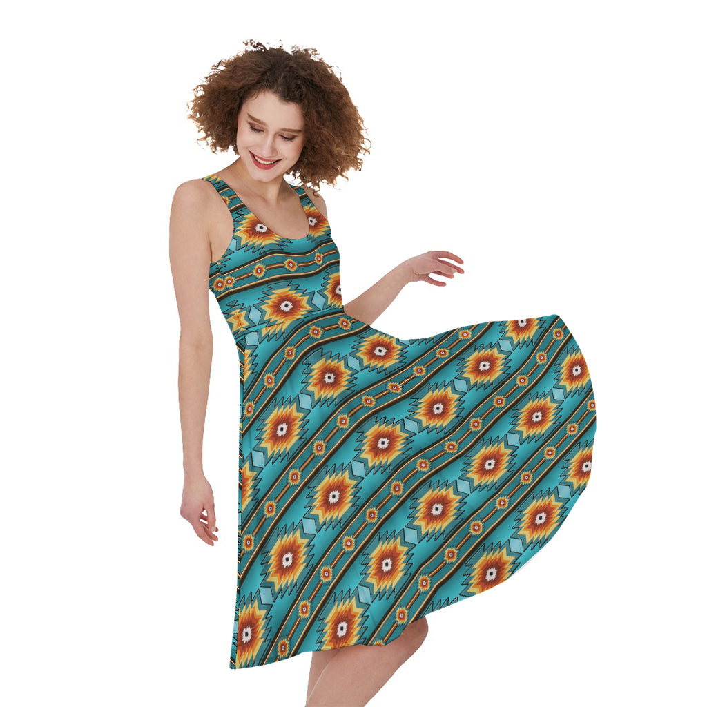 Ethnic Southwestern Navajo Pattern Print Women's Sleeveless Dress