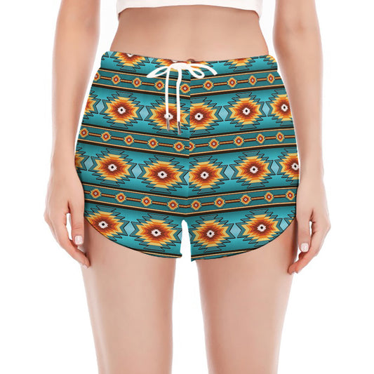 Ethnic Southwestern Navajo Pattern Print Women's Split Running Shorts