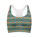 Ethnic Southwestern Navajo Pattern Print Women's Sports Bra