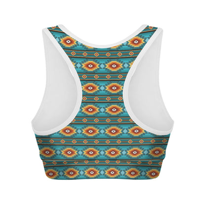 Ethnic Southwestern Navajo Pattern Print Women's Sports Bra