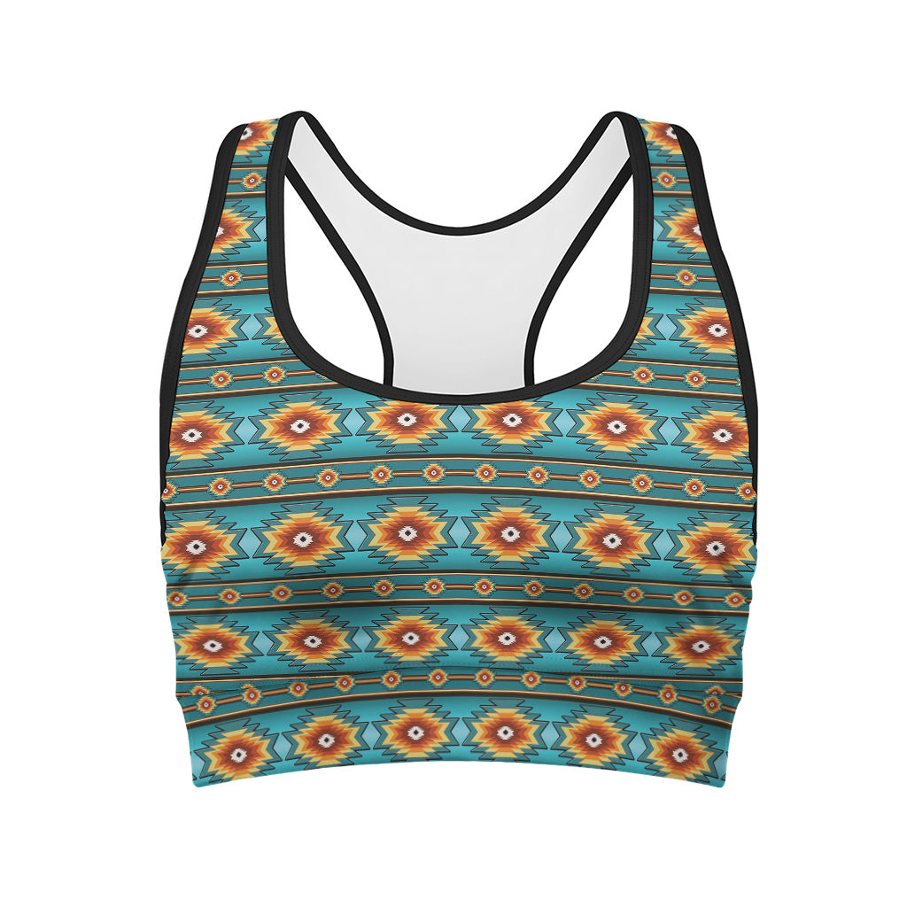 Ethnic Southwestern Navajo Pattern Print Women's Sports Bra
