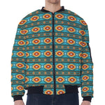 Ethnic Southwestern Navajo Pattern Print Zip Sleeve Bomber Jacket
