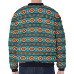 Ethnic Southwestern Navajo Pattern Print Zip Sleeve Bomber Jacket