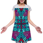 Ethnic Teal Bohemian Pattern Print Adjustable Apron