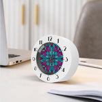 Ethnic Teal Bohemian Pattern Print Alarm Clock