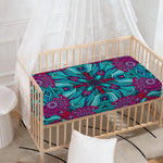 Ethnic Teal Bohemian Pattern Print Baby Crib Sheet