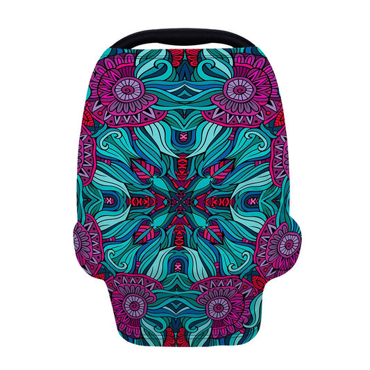 Ethnic Teal Bohemian Pattern Print Baby Seat Cover