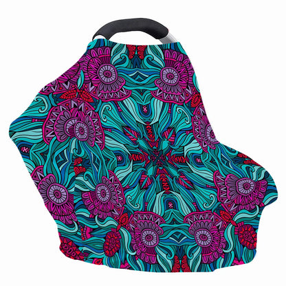 Ethnic Teal Bohemian Pattern Print Baby Seat Cover