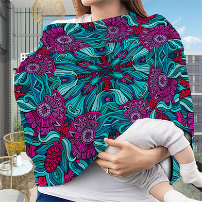 Ethnic Teal Bohemian Pattern Print Baby Seat Cover