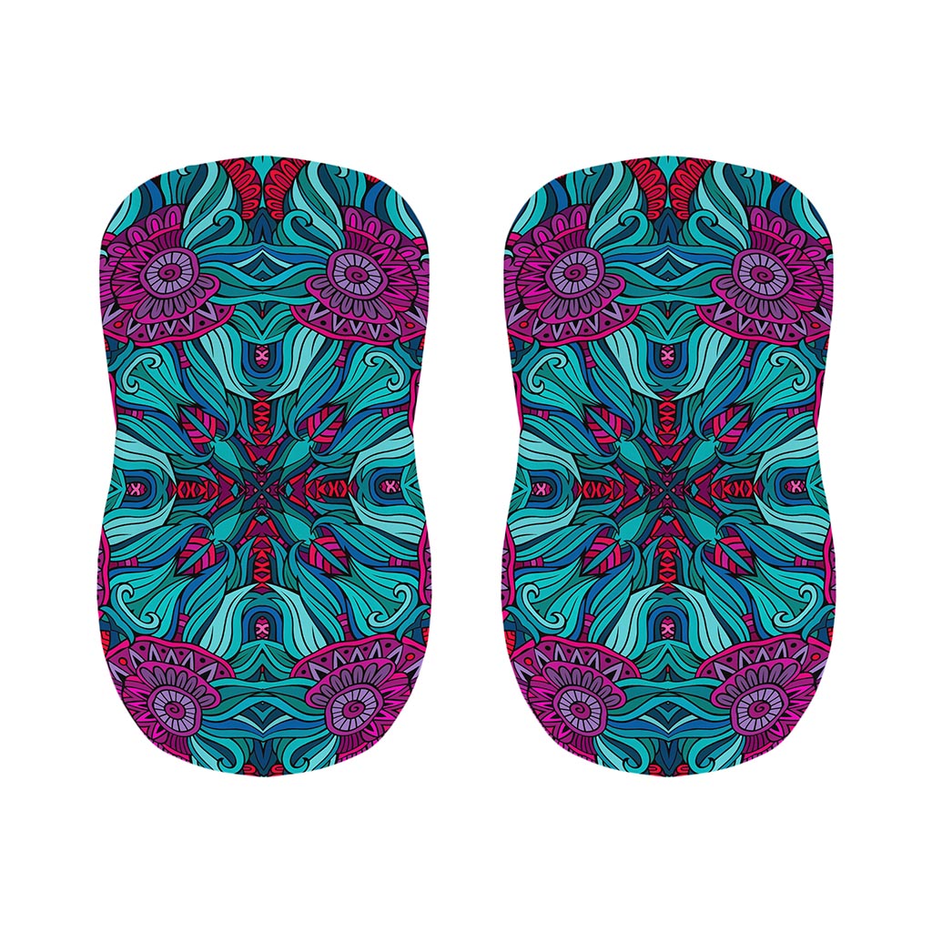 Ethnic Teal Bohemian Pattern Print Bar Stool Covers