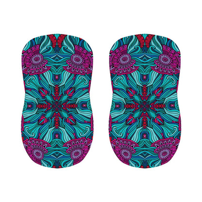 Ethnic Teal Bohemian Pattern Print Bar Stool Covers
