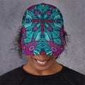 Ethnic Teal Bohemian Pattern Print Baseball Cap
