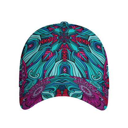 Ethnic Teal Bohemian Pattern Print Baseball Cap