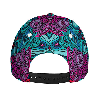 Ethnic Teal Bohemian Pattern Print Baseball Cap