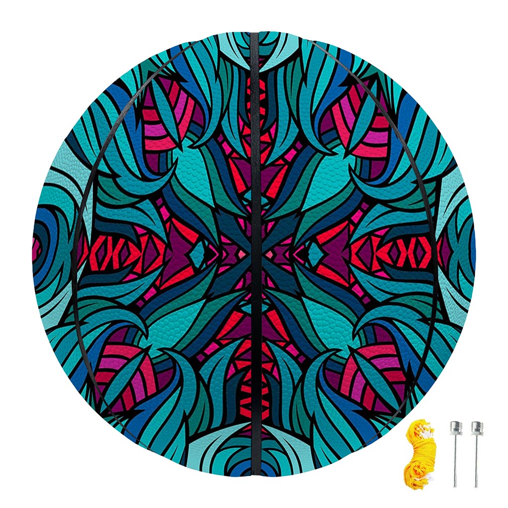 Ethnic Teal Bohemian Pattern Print Basketball