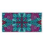 Ethnic Teal Bohemian Pattern Print Beach Towel
