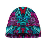 Ethnic Teal Bohemian Pattern Print Beanie