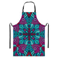 Ethnic Teal Bohemian Pattern Print Bib Apron With Pocket