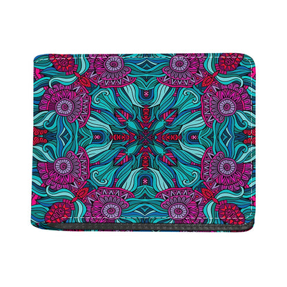 Ethnic Teal Bohemian Pattern Print Bifold Wallet