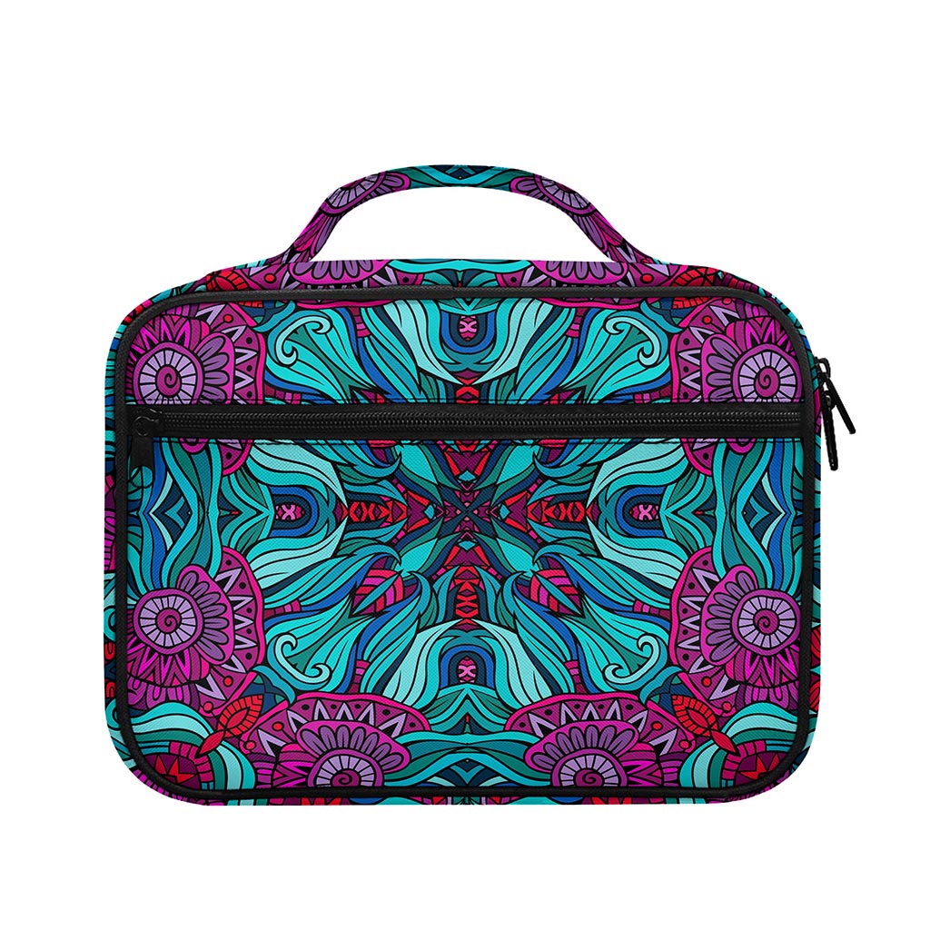 Ethnic Teal Bohemian Pattern Print Briefcase Bible Bag