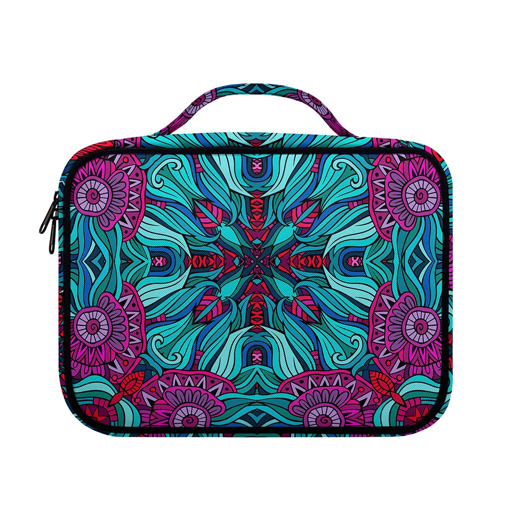 Ethnic Teal Bohemian Pattern Print Briefcase Bible Bag