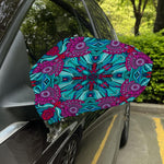 Ethnic Teal Bohemian Pattern Print Car Side Mirror Covers
