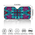 Ethnic Teal Bohemian Pattern Print Car Windshield Sun Shade