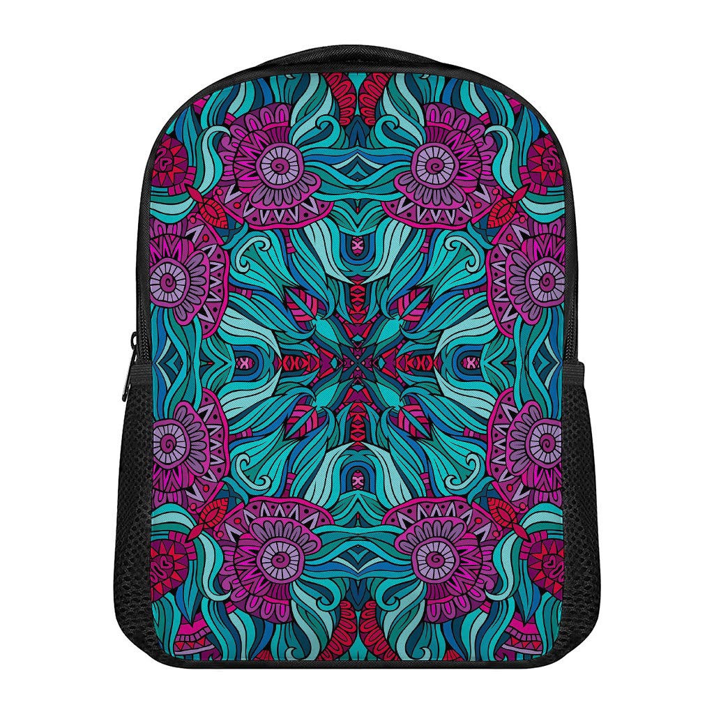 Ethnic Teal Bohemian Pattern Print Casual Backpack